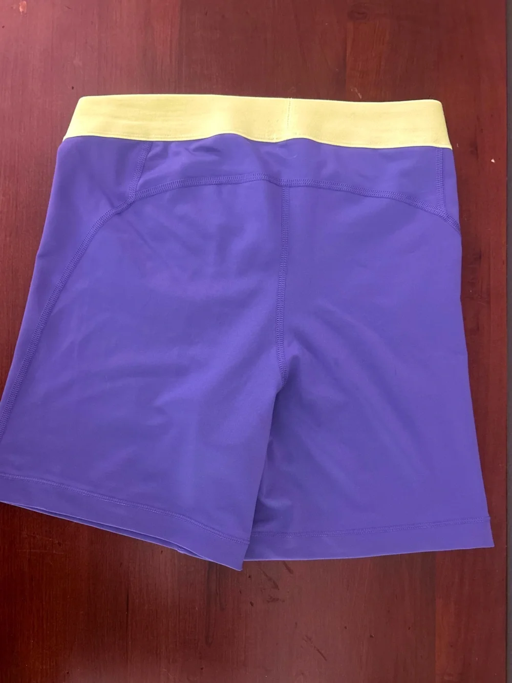 Nike PRO Purple Compression Shorts with Neon Green Waistband size Medium